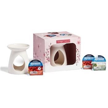 YANKEE CANDLE darčeková súprava arómalampa + vonný vosk 3× 22 g + čajová sviečka (5038581137018)