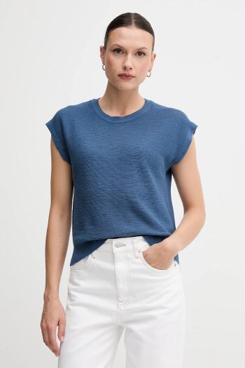 Vesta s prímesou ľanu United Colors of Benetton zelená farba, tenký