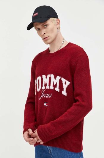 Sveter Tommy Jeans pánsky, bordová farba