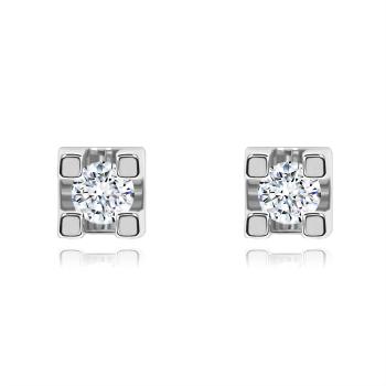 Náušnice z bieleho 14K zlata - okrúhly diamant čírej farby, 2 mm