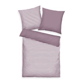 Lenjerie de pat din bumbac Tom Tailor Cozy Mauve & Crisp White, 135 x 200 cm, 80 x 80 cm