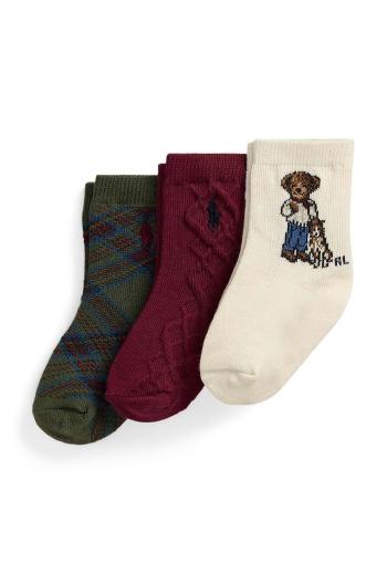 Detské ponožky Polo Ralph Lauren 3-pak zelená farba, 441958808001