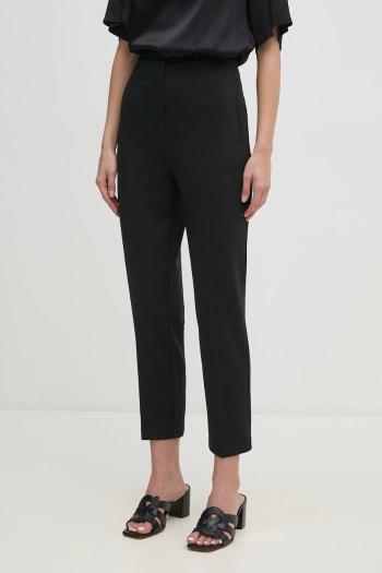 Nohavice Calvin Klein dámske, čierna farba, cigaretový strih, vysoký pás, LV044B690G