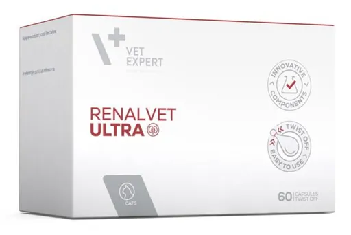 VetExpert RenalVet Ultra (Twist Off) prípravok určený pre dospelé mačky na podporu správnej funkcie obličiek 60 kapsúl