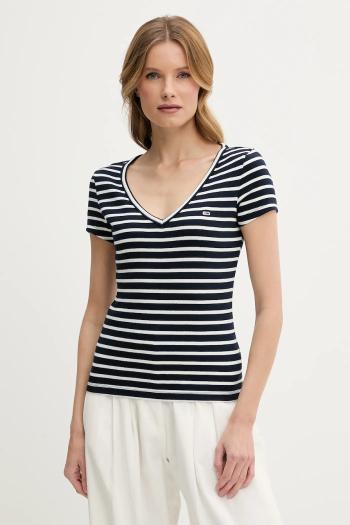 Tričko Tommy Jeans dámske, tmavomodrá farba, DW0DW17385