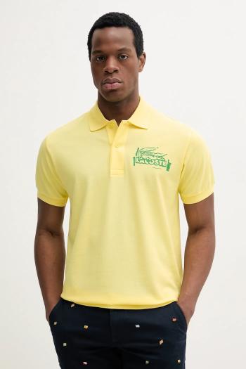 Bavlnené polo tričko Lacoste pánske, žltá farba, jednofarebné, PH0285