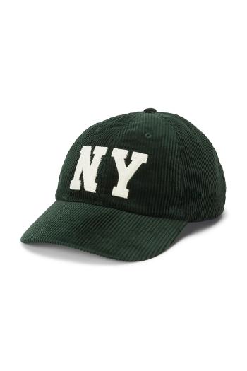 Menčestrová baseballová čiapka Polo Ralph Lauren zelená farba, s nášivkou, 211A87348