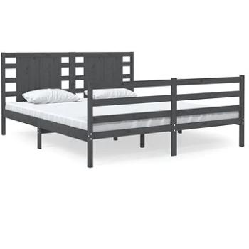 Rám postele sivý masívna borovica 150 × 200 cm King Size, 3104290