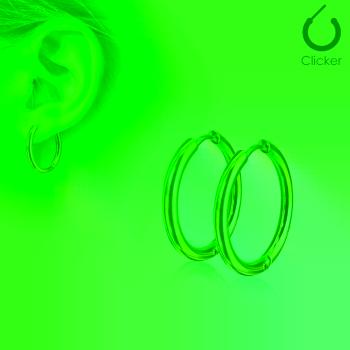 Okrúhle náušnice z ocele 316L v dúhovom odtieni, kĺbové zapínanie - Priemer: 14 mm