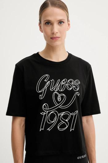 Bavlnené tričko Guess MISTY dámske, čierna farba, V5RI11 K8HM0