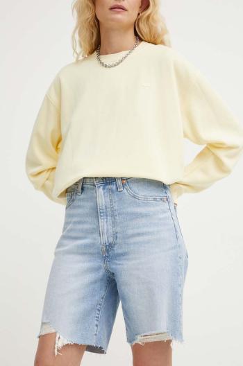 Rifľové krátke nohavice Levi's BERMUDA SHORT dámske, jednofarebné, vysoký pás, A8720