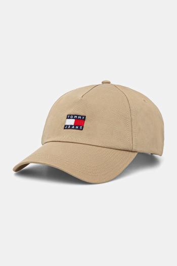 Bavlnená šiltovka Tommy Jeans béžová farba, s nášivkou, AM0AM12933