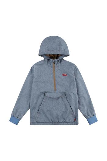 Detská bavlnená mikina Levi's LVB CHAMBRAY ANORAK s kapucňou, jednofarebná