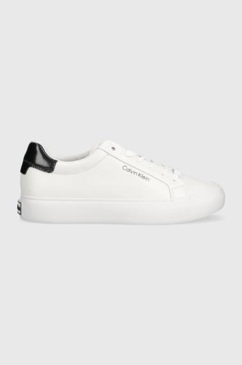 Kožené tenisky Calvin Klein VULC LACE UP biela farba, HW0HW01681