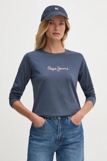 Bavlnené tričko s dlhým rukávom Pepe Jeans FIORE LS tmavomodrá farba, PL505947