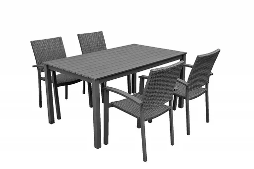 DEOKORK Záhradná ratanová zostava CALVIN II. 1+4 (sivá)