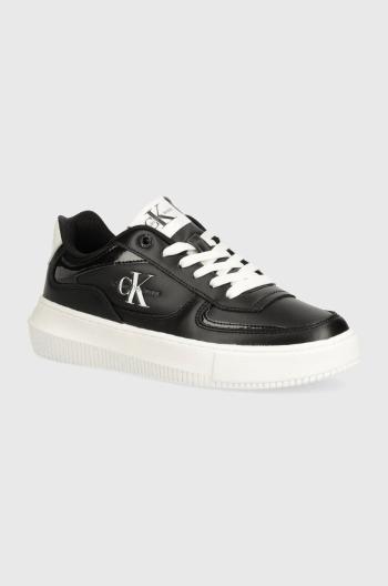 Kožené tenisky Calvin Klein Jeans CHUNKY CUPSOLE čierna farba, YW0YW01410