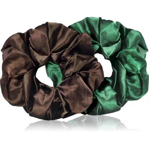 BrushArt Hair Large satin scrunchie set gumičky do vlasov Brown