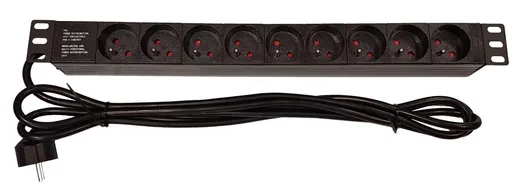 19" rozvodný panel LEXI-Net 9x230V, kábel 3m, 1U