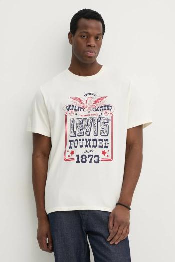 Bavlnené tričko Levi's SS RELAXED FIT TEE pánske, béžová farba, s potlačou, 16143