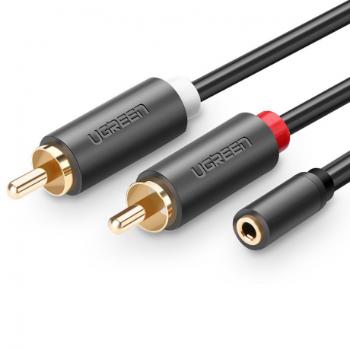 Ugreen AV102 audio kábel 3.5mm mini jack / 2RCA F/M 25cm, sivý (AV102 10561)