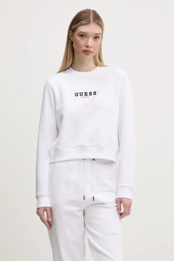 Bavlnená mikina Guess Jeans dámska, biela farba, s potlačou, W5RQ28 K68I4
