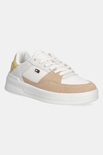 Kožené tenisky Tommy Hilfiger ESSENTIAL BASKET SNEAKER béžová farba, FW0FW08456