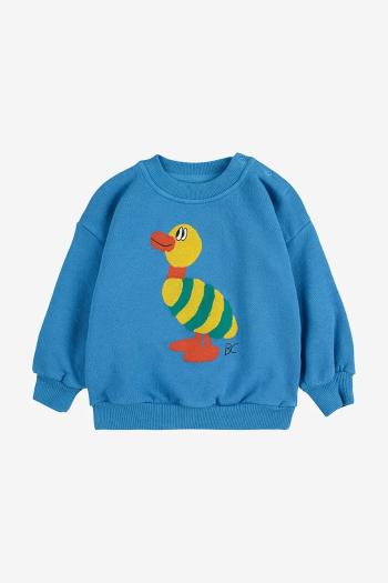 Bavlnená mikina pre bábätká Bobo Choses Striped Duck modrá farba, vzorovaná, 225AB047