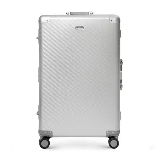 Stredný hliníkový kufor na kolieskach strieborný 56-3H-102-12M