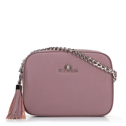 Dámska kožená kabelka typu crossbody s retiazkou 29-4E-015-F