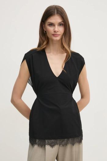 Blúzka Twinset dámska, čierna farba, jednofarebná, 251TP2781