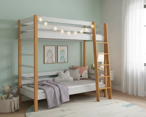 Dolmar Poschodová posteľ SUSAN | biela/dub 80 x 190 cm