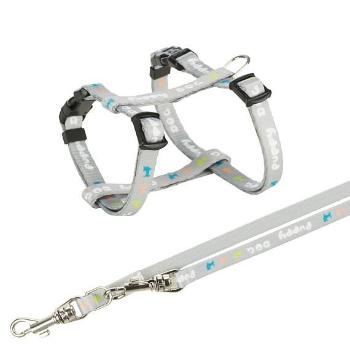 Trixie Junior puppy harness with leash, S–M: 23–34 cm/8 mm, 2.00 m, light grey