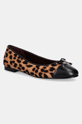 Kožené balerínky Tory Burch Cap-Toe Ballet hnedá farba, 154509-201