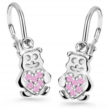 Cutie Jewellery Detské náušnice z bieleho zlata Medvedíky C2751-10-X-2 ružová