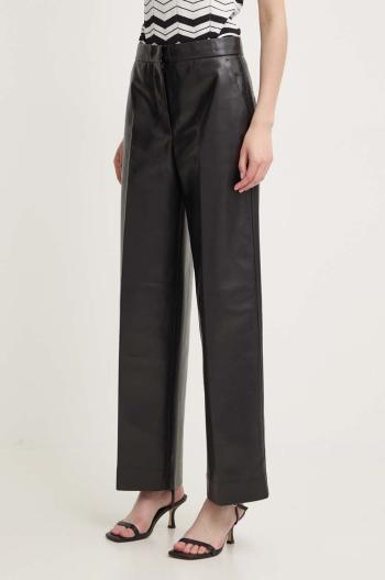 Nohavice Calvin Klein dámske, čierna farba, široké, vysoký pás, K20K207083