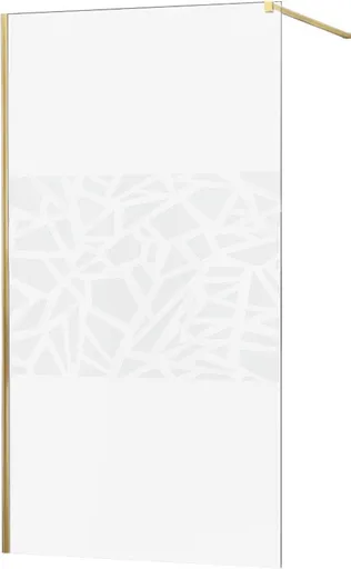 MEXEN/S - KIOTO Sprchová zástena WALK-IN 120x200 cm 8 mm, zlatá, biely vzor 800-120-101-50-85