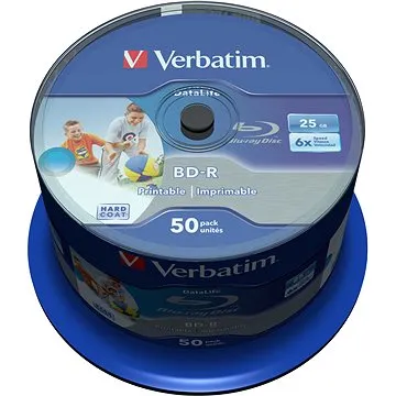 VERBATIM BD-R SL DataLife 25 GB, 6×, printable, spindle 50 ks (43812)