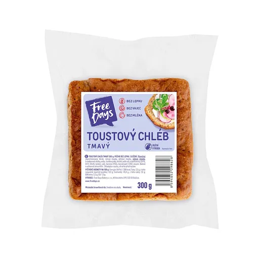 FREE DAYS Bezlepkový toastový chlieb tmavý 300 g