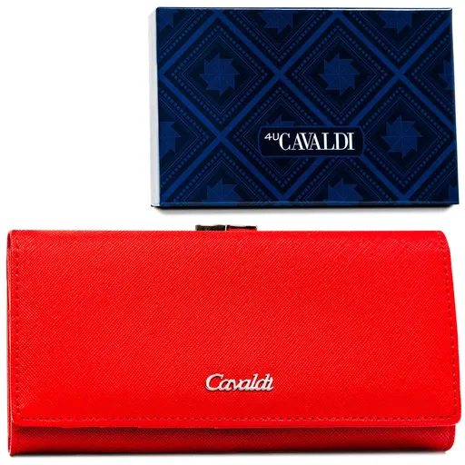 Červená dámska peňaženka z ekokože na patent a kovový rámik – 4U Cavaldi