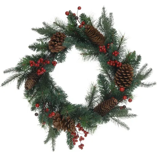 Veniec s borovicovými šiškami a bobuľami, 45 cm