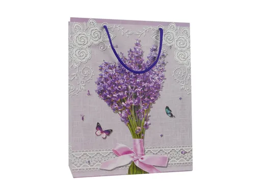 MAKRO - Taška darčeková 26x32x10cm, levanduľa kytica