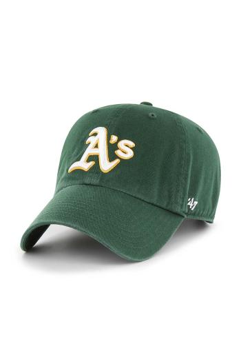 Bavlnená čiapka 47 brand MLB Oakland Athletics zelená farba, s nášivkou, B-RGW18GWS-DGE