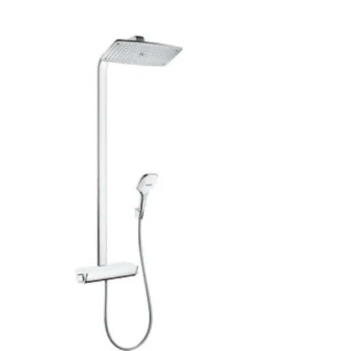 Hansgrohe Raindance E sprchový systém na stěnu s termostatickou batériou biela/chróm 27286400