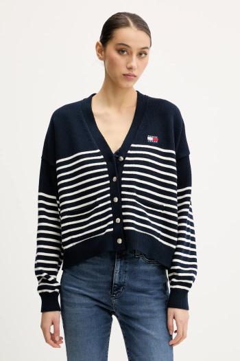 Bavlnený kardigán Tommy Jeans tmavomodrá farba, DW0DW20257