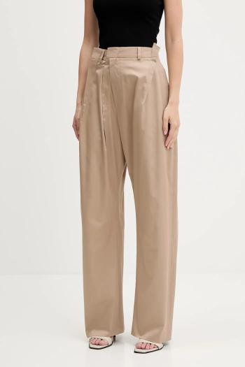 Bavlnené nohavice MM6 Maison Margiela béžová farba, široké, vysoký pás, S52KA0534.M35368