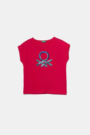 Detské bavlnené tričko United Colors of Benetton ružová farba, 3I1XC10P1