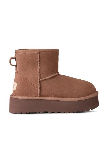 Detské semišové snehule UGG CLASSIC MINI PLATFORM čierna farba, 1143700K