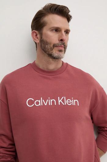 Bavlnená mikina Calvin Klein pánska, fialová farba, s potlačou, K10K112956