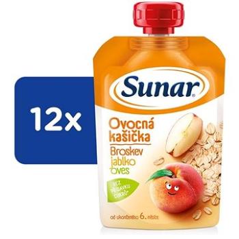 Sunar kašička ovocná kapsička broskyňa, jablko, ovsené vločky 6m+, 12× 120 g (8592084417864)